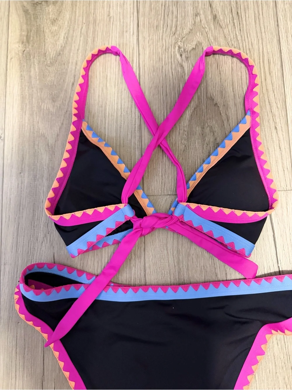 Lucky Brand Black Bikini with Pink, Blue & Orange Trim